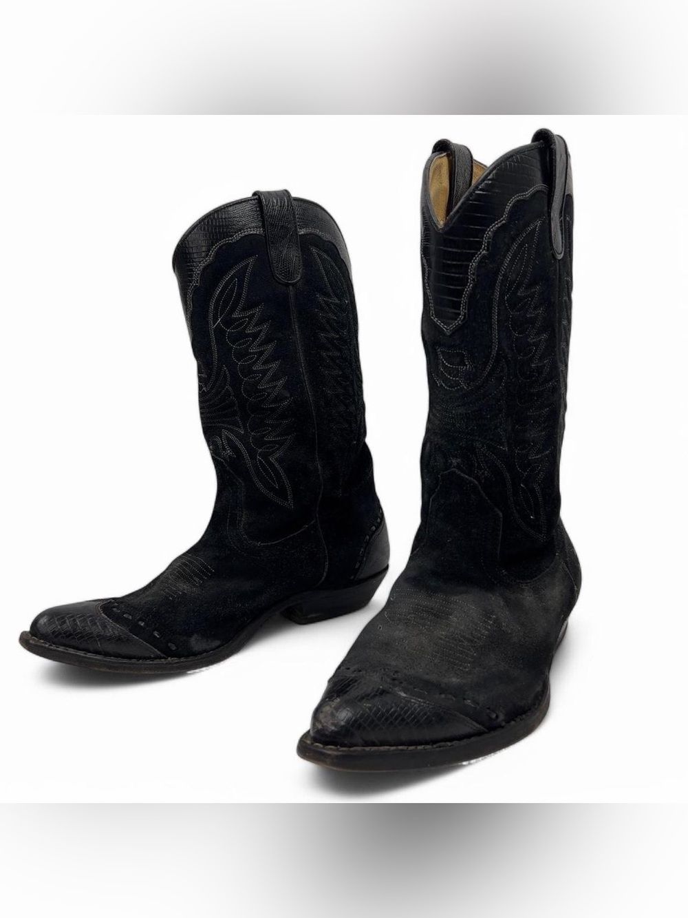 Men's Black Western Cowboy Boots - Classic Embroidered Style